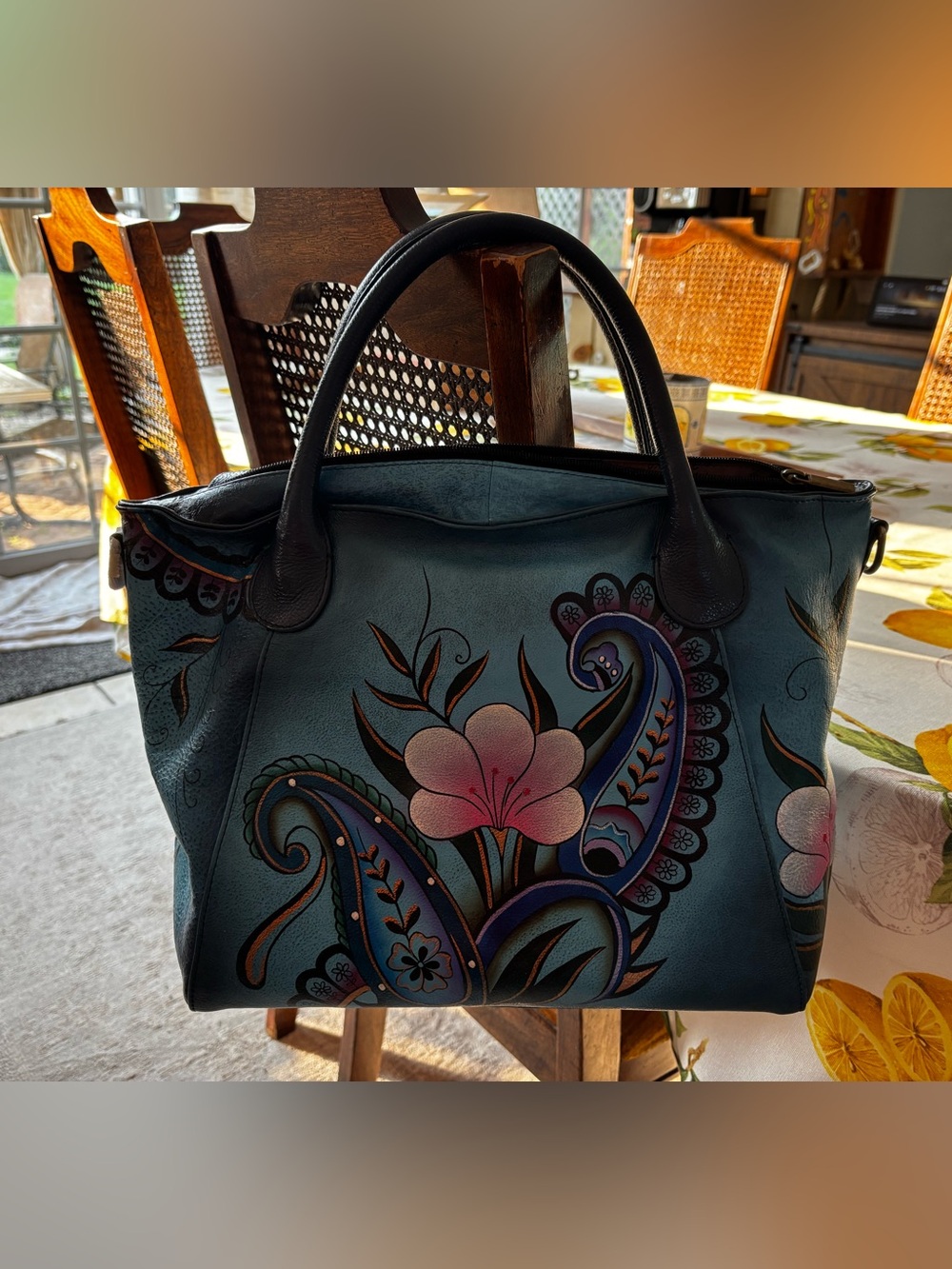 Anna by Anischka Genuine Leather Large Slouch Tote Bag